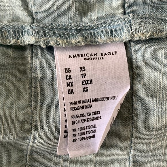 American Eagle Chambray Ruffle Peplum Top - Picture 7 of 7